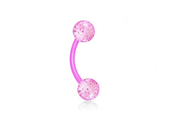 Piercing banane flexible Bille paillette rose