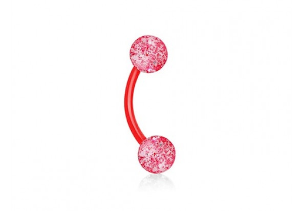 Piercing banane flexible Bille paillette rouge