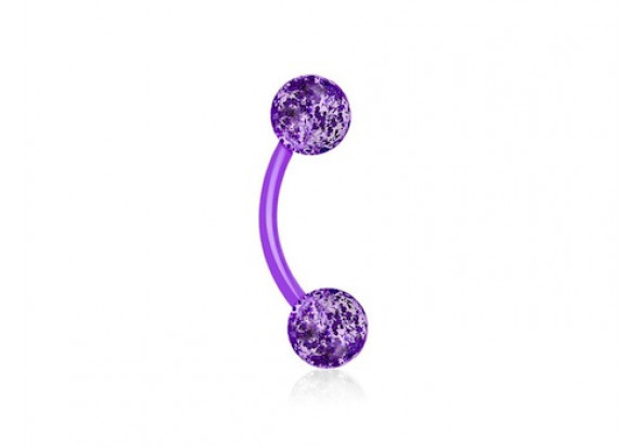 Piercing banane flexible Bille paillette violette