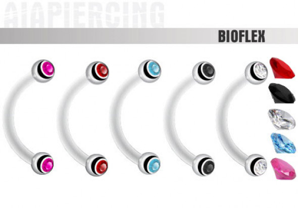 Piercing banane bioflex double gemme