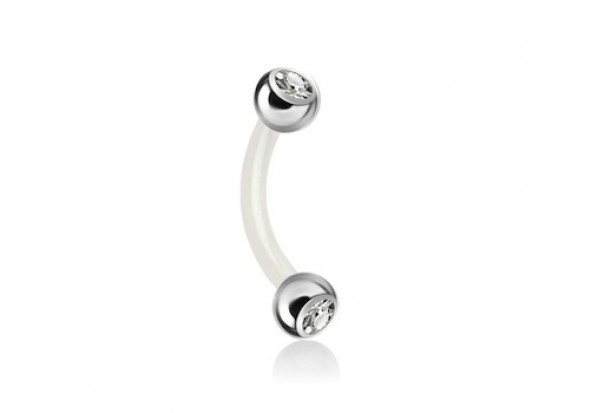 Piercing banane bioflex double gemme blanc