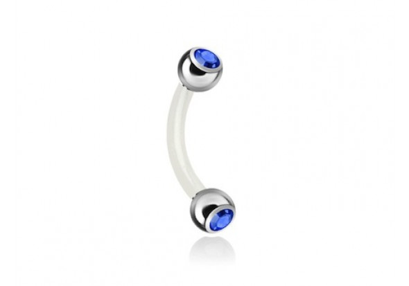 Piercing banane bioflex double gemme bleu