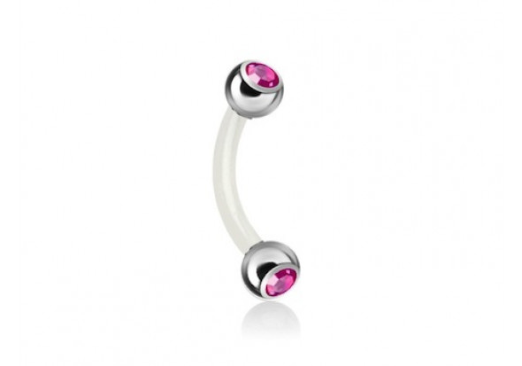 Piercing banane bioflex double gemme fushia