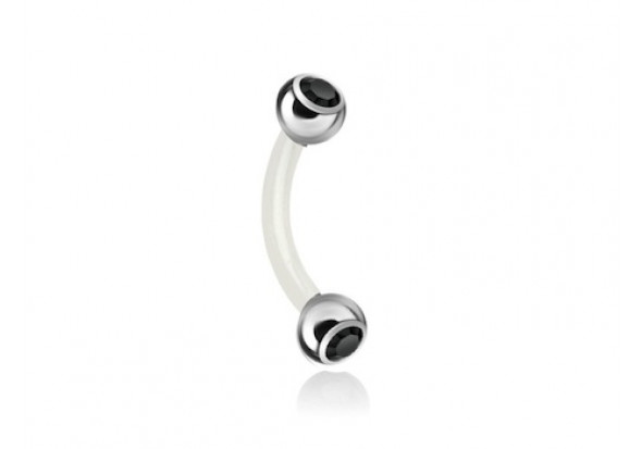 Piercing banane bioflex double gemme noir