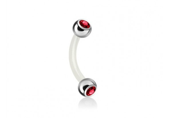 Piercing banane bioflex double gemme rouge