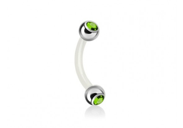 Piercing banane bioflex double gemme vert