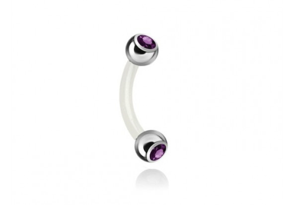 Piercing banane bioflex double gemme violet