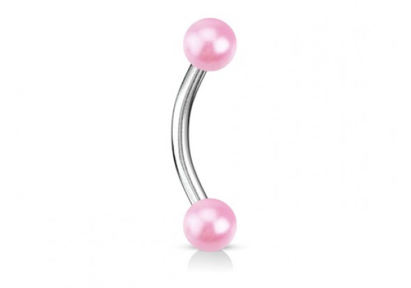 Piercing banane perle nacrée rose