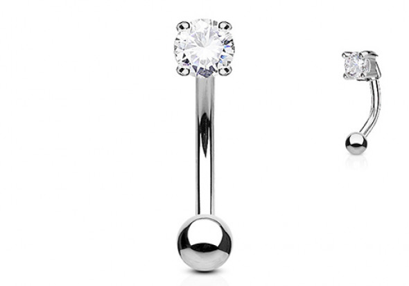 Piercing banane zircon griffé blanc