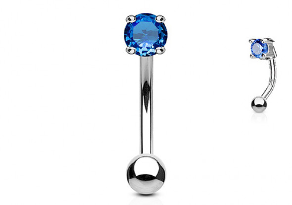 Piercing banane zircon griffé bleu