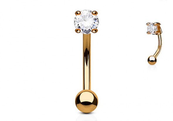 Piercing banane zircon griffé plaqué or rose