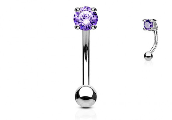 Piercing banane zircon griffé tanzanite