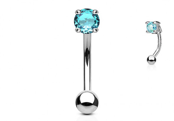 Piercing banane zircon griffé turquoise