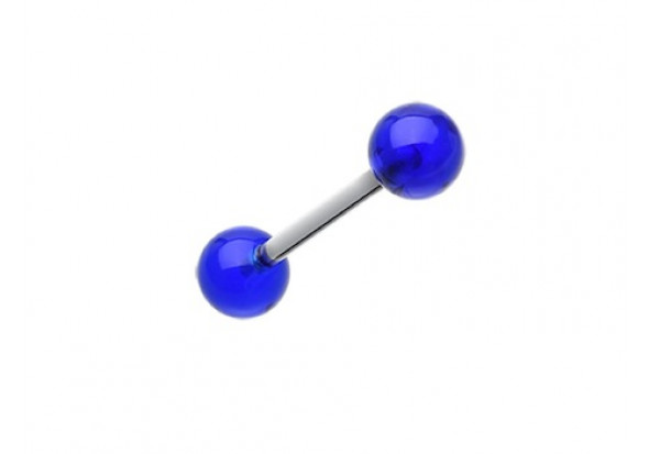 Piercing barbell acrylique UV transparent bleu