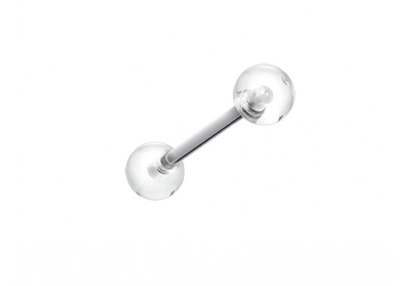 Piercing barbell acrylique UV transparent discret