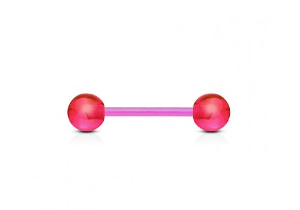 Piercing barbell acrylique UV transparent flexible rose