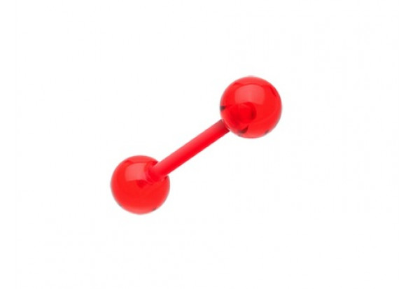 Piercing barbell acrylique UV transparent flexible rouge