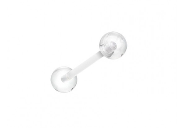 Piercing barbell acrylique UV transparent flexible discret