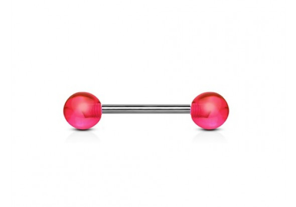 Piercing barbell acrylique UV transparent rose