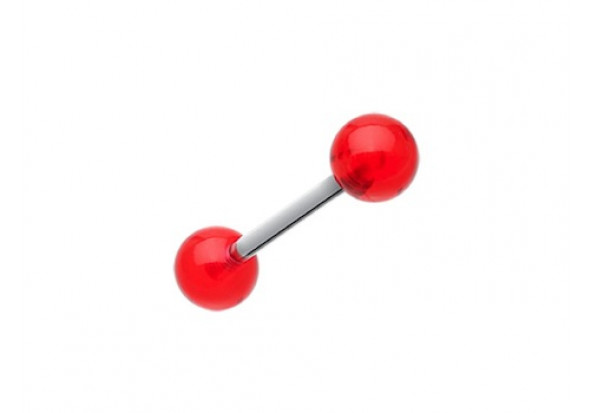 Piercing barbell acrylique UV transparent rouge