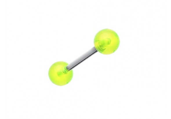 Piercing barbell acrylique UV transparent vert