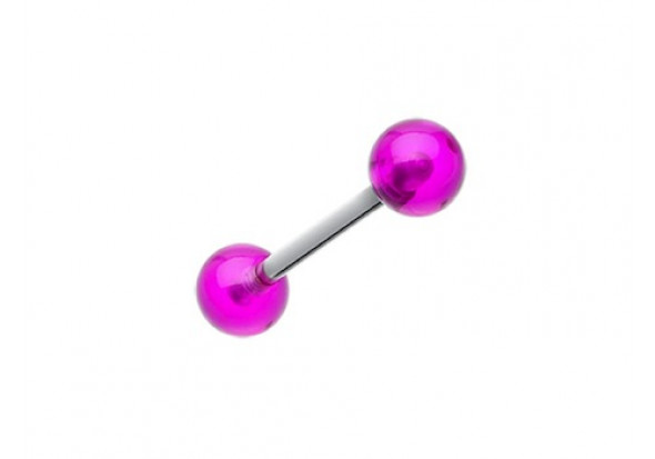 Piercing barbell acrylique UV transparent violet