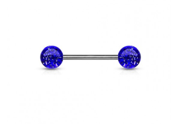 Piercing barbell paillettes bleue