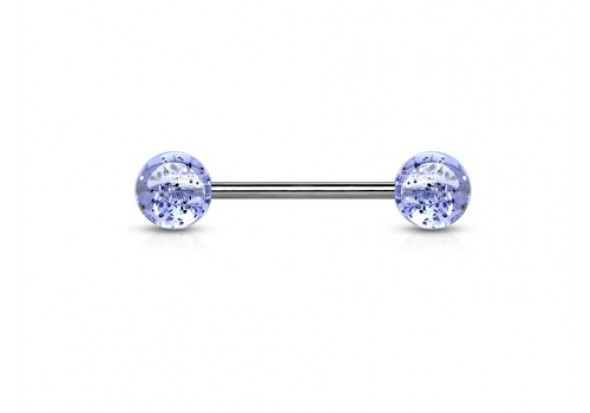 Piercing barbell paillettes bleue claire