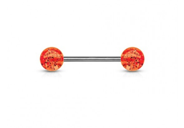 Piercing barbell paillettes orange