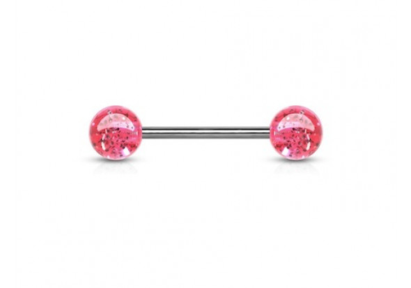 Piercing barbell paillettes rose