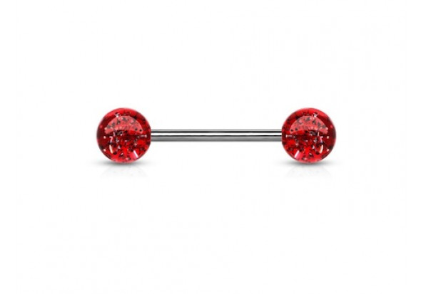 Piercing barbell paillettes rouge