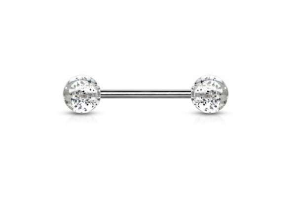 Piercing barbell paillettes blanc