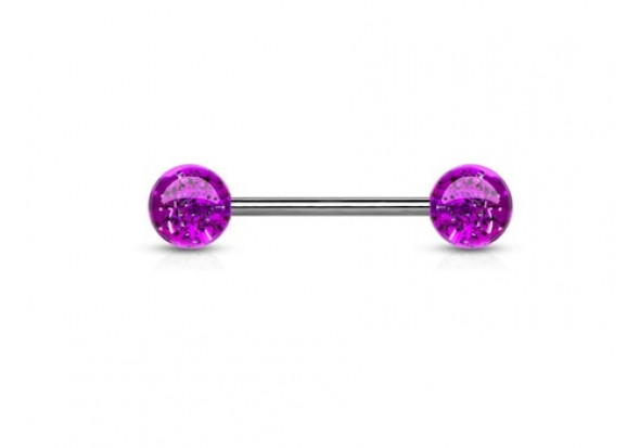 Piercing barbell paillettes violette