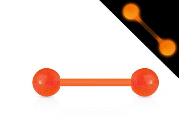 Piercing barbell acrylique phospho orange