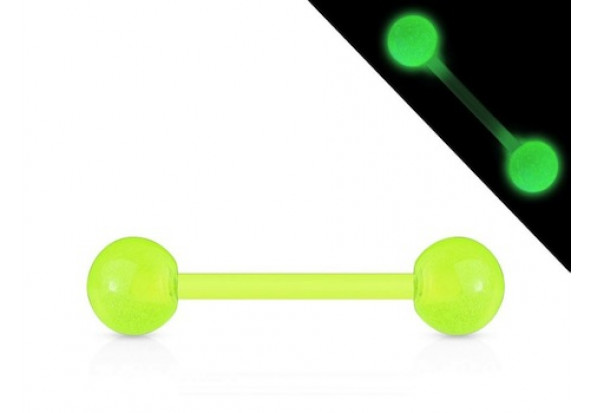 Piercing barbell acrylique phospho vert