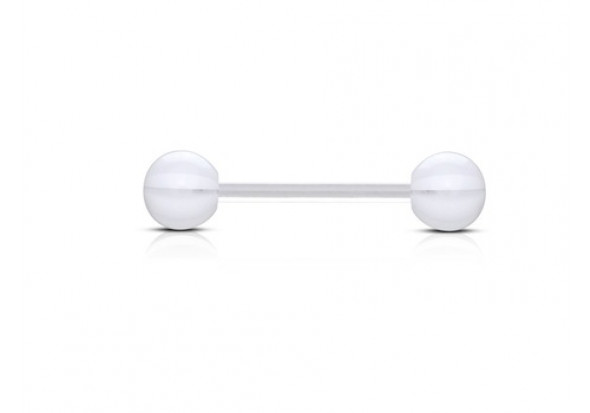 Piercing barbell acrylique flexible candy blanc