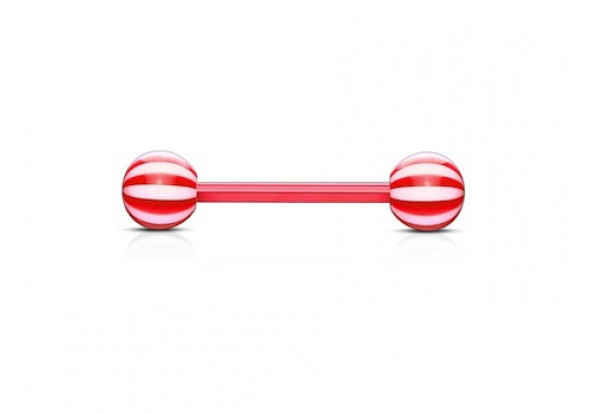 Piercing barbell acrylique flexible candy rouge