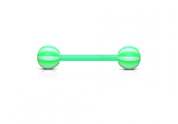 Piercing barbell acrylique flexible candy vert
