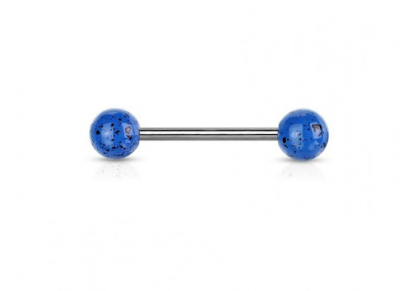 Piercing barbell acrylique tacheté bleu