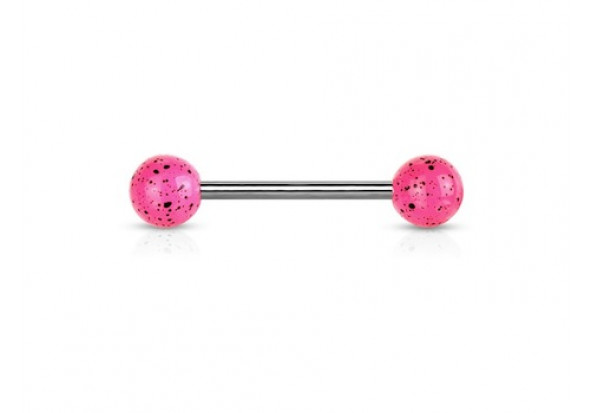 Piercing barbell acrylique tacheté rose