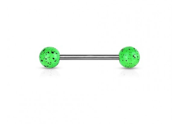 Piercing barbell acrylique tacheté vert