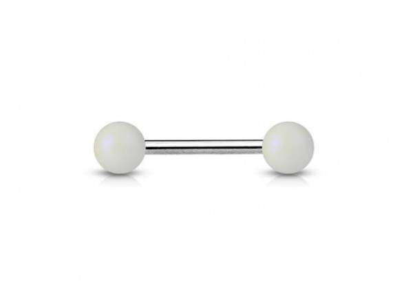 Piercing barbell effet nacré mat blanc