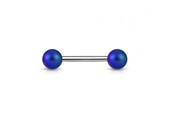 Piercing barbell effet nacré mat bleu