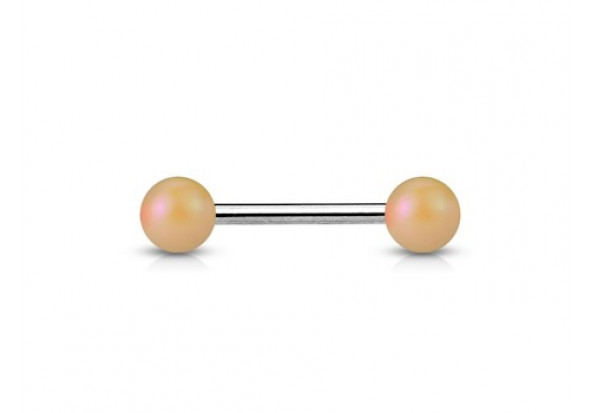 Piercing barbell effet nacré mat peche