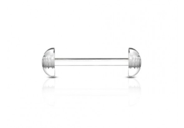 Piercing barbell ultra discret flexible transparent