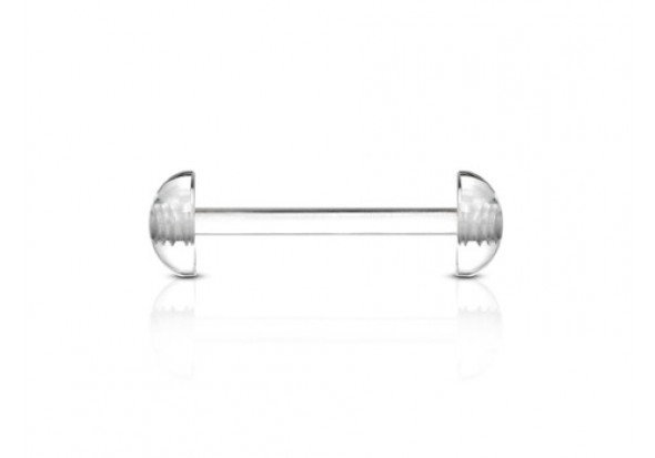 Piercing barbell ultra discret flexible transparent