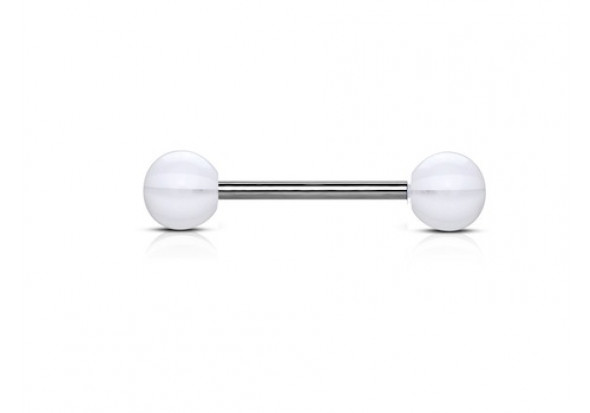 Piercing barbell acrylique candy blanc