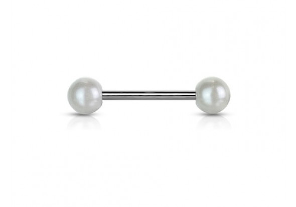 Piercing barbell perle nacrée blanche