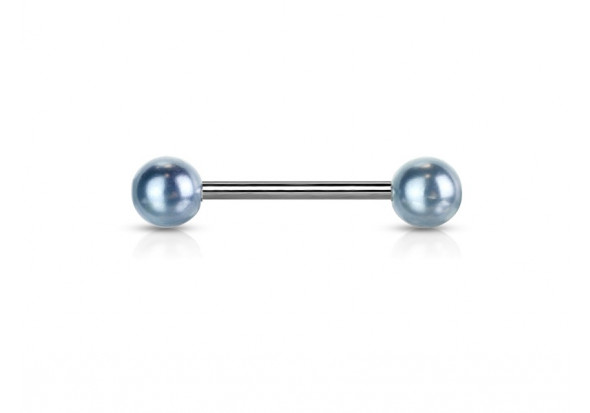 Piercing barbell perle nacrée bleu