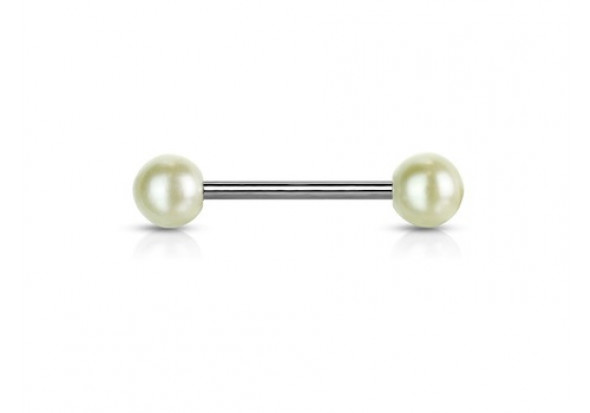 Piercing barbell perle nacrée creme